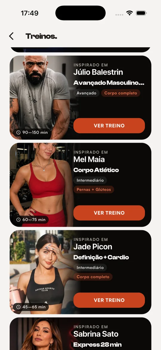 Filtros e programas de treino